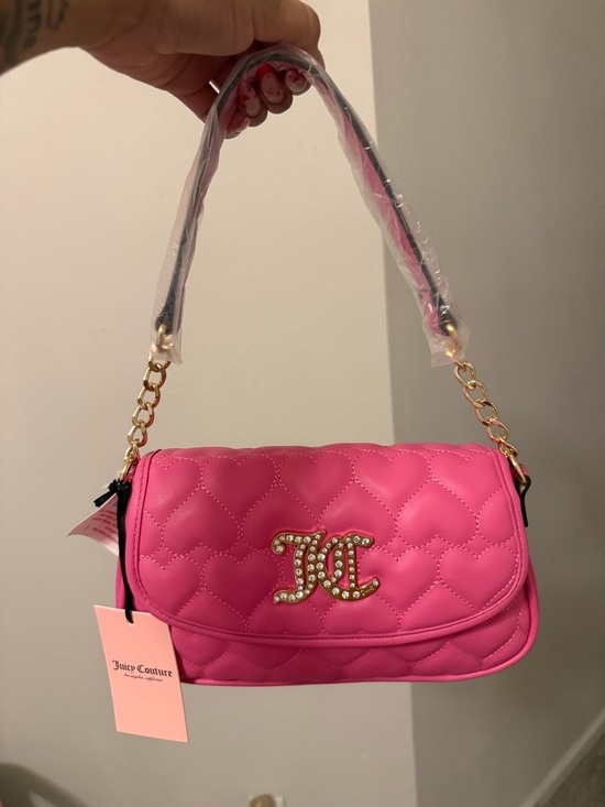 Juicy Couture Handbags - Juicy Couture Hot Pink Quilted Shoulder Bag with Gold Chain
